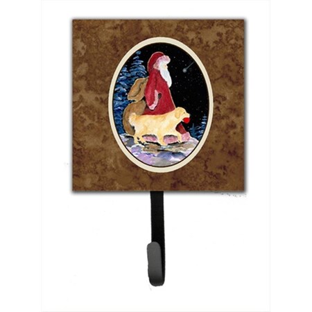 Jensendistributionservices 4.25 x 6 in. Santa Claus with Golden Retriever Leash Or Key Hook MI1656415